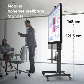 ONKRON TV Ständer rollbar für 50-90 Zoll Fernseher bis zu 90 kg, neigbar, Schwarz TS1891-B