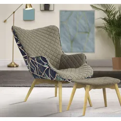 Sessel INOSIGN "Duke Print", grau (taupe), B:71cm H:90cm T:87cm, Sessel, Karoprägung im Sitzbereich und Dekostoff auf der Rückseite