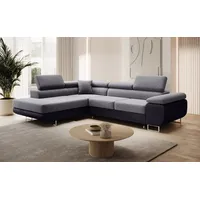 Luxusbetten24 Schlafsofa Designer Sofa Aston Stoff/Kunstleder, mit Stauraum und Schlaffunktion grau|schwarz