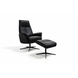 KAWOLA Relaxsessel JOSIANE Polyester 78 x 107 x 78 cm schwarz mit Hocker