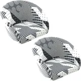 seokor 4/2/1er Set Stuhlhussen Bezüge mit Armlehne, Beige Grau Stretch Barhocker Bezug Universal Hussen, mit lehne Rund Barhocker Abdeckung für Esszimmer, Hotel, Bankett,Bar(B20,2PCS)