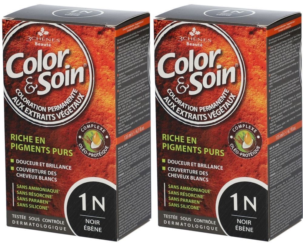 Les 3 Chênes Color & Soin Coloration 1N noir ébène 2x135 ml crème
