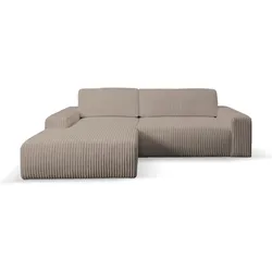 Ecksofa WERK2 "Hugo-L L-Form", grau (taupe), B:267cm H:85cm T:167cm, 100% Polyester, Sofas, Design Ecksofa in Cord mit Schlaffunktion & Bettkasten