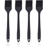 EUPSIIU 4 Stück Silikon Backpinsel, Wärmebeständigkeit Pinsel Backen BBQ Grillpinsel, Küche Pastry Brush, Basting Gebäckbürste,für Backen, Gebäck, Grillen, Kochen, Rühren (Schwarz)