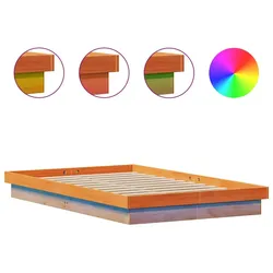 vidaXL Massivholzbett mit LED-Beleuchtung Wachsbraun 140x190 cm Kiefer