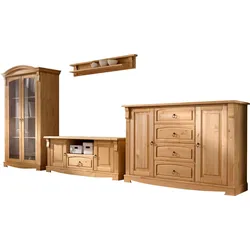 Wohnwand »Anna«, (Set, 4 St.), aus massiver Kiefer, FSC®, im romantischen Landhausstil, natur, , 10385843-0
