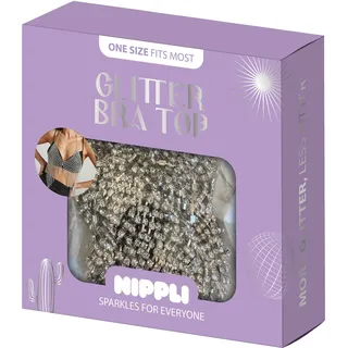 NIPPLI Glitter Bra Top - silber - ONESIZE