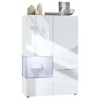 Vladon Vitrine, Weiß, 91.5x136.5x37 cm, Wohnzimmer, Wohnwände, Vitrinenschränke