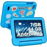 SEBBE Kinder Tablet Android 13, 7GB RAM + 64GB ROM (1TB TF) Kids Tablet 7 Zoll mit Quad Core, Kindersicherung | WLAN | Bluetooth 5.0 | 1024 * 600 Pixels | 3500mAh,mit Holster - Blau