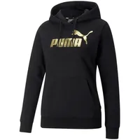 Puma ESS+ Metallic Logo Fleece-Hoodie Damen black/gold foil S