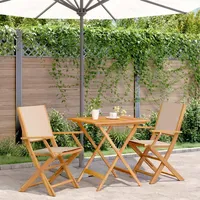 vidaXL 3-tlg. Bistro-Set Beige Stoff und Massivholz
