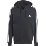 Adidas Essentials Fleece 3-Stripes Full-Zip Hoodie, Black/White, M