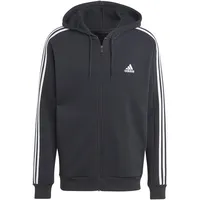 Adidas Essentials Fleece 3-Stripes Full-Zip Hoodie, Black/White, M