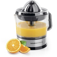 GOURMETmaxx elektrischer Entsafter für Zitrusfrüchte & Orangensaft | Saftpresse bis 700 ml Füllvolumen | Zitruspresse mit verschiedenen Zubehör für frischesten Geschmack | 40 W [transparent/silber]