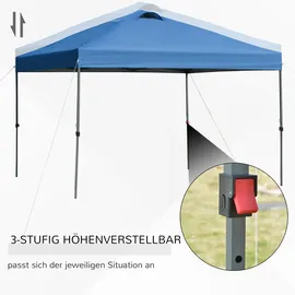 Outsunny Pavillon ca. 3x3m, wasserdicht Stabil Winterfest Pop-up Faltpavillon, UV Schutz, Faltbar Partyzelt, Gartenzelt mit Tasche, Gartenpavillon