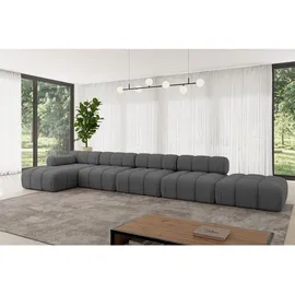 altdecor Ecksofa modulares Sofa Lizur-L3 - 475x160x70 cm Grau Bouclé