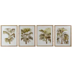 4-teiliges Wandbild-Set Home ESPRIT Palmen Tropical Grün/Beige, 55 x 70 cm
