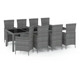 vidaXL Garten-Essgruppe 9-tlg. Grau