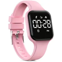 Focwony Kinder-Digitaluhr, Schrittzähler, wasserdicht, Fitness-Tracker, Armbanduhr mit Schrittzähler, LED-Display, Stoppuhr für Kinder, Jungen, Mädchen, Teenager, rose, Einheitsgröße, Modern