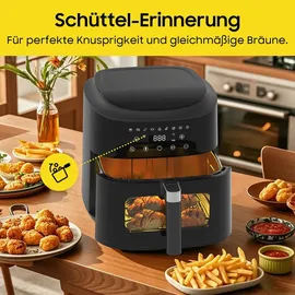 aoucheni Heißluftfritteuse XXL Air Fryer 9L schwarz