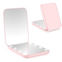 wobsion Kompaktspiegel, Vergrößerungsspiegel mit Licht,1x/3xhandgehaltener 2-seitiger Magnetschalter-Klappspiegel,Reise-Schminkspiegel,Taschenspiegel für Handtasche,Geschenke für Mädchen (Pink)