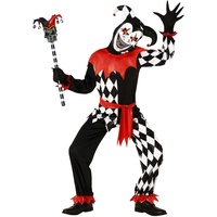 Morph Hofnarr Kostüm Kinder, Harlekin Kostüm Kinder, Killer Clown Kostüm mit Maske, Hofnarren Kostüm, Clown Kostüm Größe XL