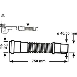 CORNAT Flexibles HT-Anschlussrohr, Dm 50 mm, Dm 40/50.. - Duschwanne