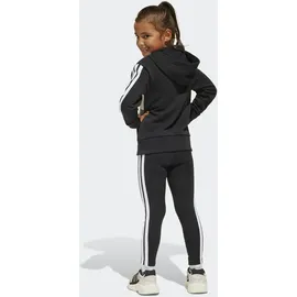 adidas Trainingsanzug ADIDAS SPORTSWEAR "LG 3S TIB FL ST", Jungen, Gr. 122, schwarz-weiß (schwarz, weiß, grau two), Obermaterial: 70% Baumwolle, 30% Polyester, Sportanzüge Trainingsanzug