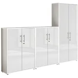 Aktenschrank TABOR 53 Büroschrank Mehrzweckschrank abschließbar Metallgriffe (weiß/weiß Hochglanz)