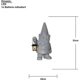 Star Trading LED-Solar-Figur'Gnomy' Zwerg mit Laterne, grau