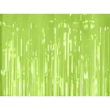 Partydeco Lametta Vorhang 100x200cm - Folienvorhang mit Langen Fransen - grüner Hintergrund für Fotoshootings - Partyvorhang Disco & Party Deko - Hellgrün