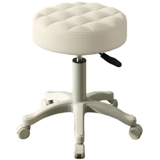 Wufuuoa Rollhocker, höhenverstellbar, Ladenhocker mit Rollen, 360 Grad, vielseitiger Drehstuhl, Salonstuhl, drehbar, rückenfrei, Zeichnen, Spa, Salon, Bar, Café, Zuhause, Büro, Hocker, Beige