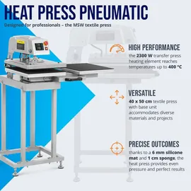 MSW Pneumatische Transferpresse - doppelt - 40 x 50 cm - mit Unterbau