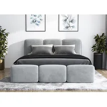 mebloland Polsterbett STAR-OM mit Bettkasten und Lattenrost - 140x200 - Silber 15