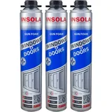 Montageschaum Bauschaum Pistolenschaum INSOLA 3x750 ml PU-Schaum Fenster Schaum