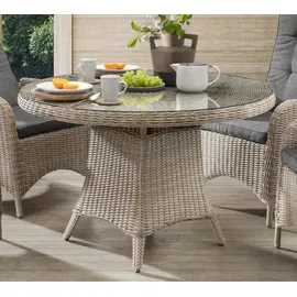 Destiny Sitzgruppe PALMA LUNA 4 Hochlehner + Tisch Ø100x75cm, natur meliert