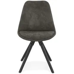 Kadima Design Polster Stuhl Professional Line  Mikrofaser & Schwarzes Buchenholz  Anthrazit  Stabile Konstruktion  Esstuhl  Velanox Kollektion