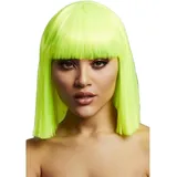 Smiffys Fever Lola Perücke, Neon-Grün, Stumpf geschnittener Bob mit Pony, 30 cm Halloween