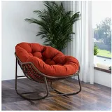 JOIVI Schaukelstuhl Rattansessel,Schaukelsessel, Wohnzimmersessel, Getell aus Stahl, für Wohnzimmer, Flur, Garten, Terrasse orange