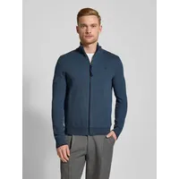 Lerros Strickjacke mit Label-Stitching, Rauchblau, XXL