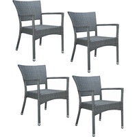 4x KONWAY® ROM Stapelsessel Quarz Premium Polyrattan Garten Sessel Stuhl Set