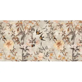 Living Walls Vliestapete Vogel-Tapete florales Muster Beige/Braun 10 m 1 St grau
