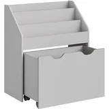 Songmics Spielzeugregal mit 3 Regalebenen auf Rollen taubengrau