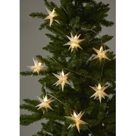 Star Trading Lichterkette December 8 3D-Sterne Timer, warmweiß L 210cm, - Weiß