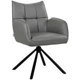 Livetastic Armlehnstuhl, Grau, Leder, Echtleder, Büffelleder, A-Form, 58.5x87.5x61 cm, Sitzfläche 360° drehbar, automatische Rückholfunktion, Esszimmer, Stühle, Esszimmerstühle, Armlehnenstühle
