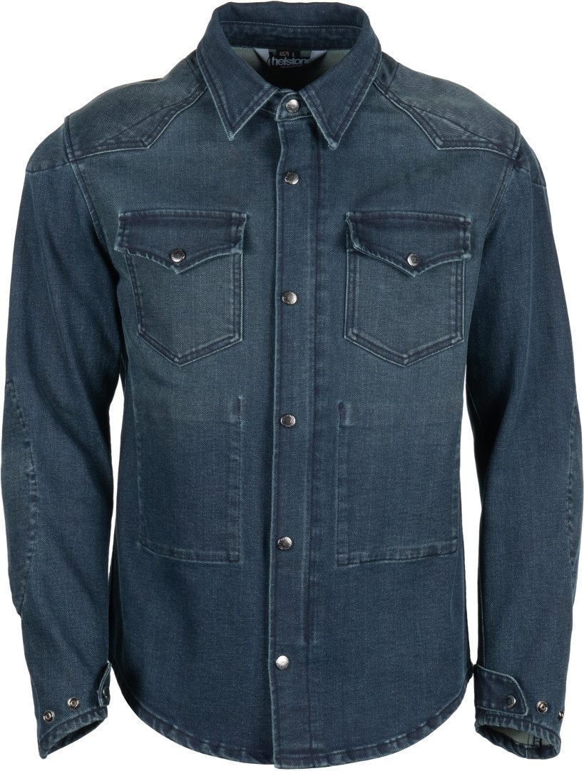 Helstons Vince Dirty Katoen motorcycle shirt, blauw, S Voorman