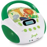 MOOOV 477144 CD-Player für Kinder, Jungle, mit USB-/AUX-IN-Port Grün/Weiß