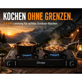 qivee Gaskocher Campingkocher 2-Flammig