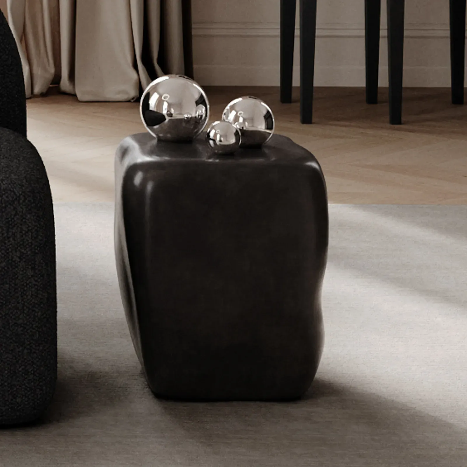 Zubehör 101 COPENHAGEN, Ishi, Schwarz, für Wohnzimmer, Glas, Design - 30.5 - 30.5 - 40.5