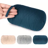 T-Shirt Garn Zum Häkeln, 200m Strickgarn Stoff, 600g Makramee Garn Tape zum Stricken,Makramee, Weben, Geschenkband, Taschenkorb,Wohnkultur (Saphirblau)